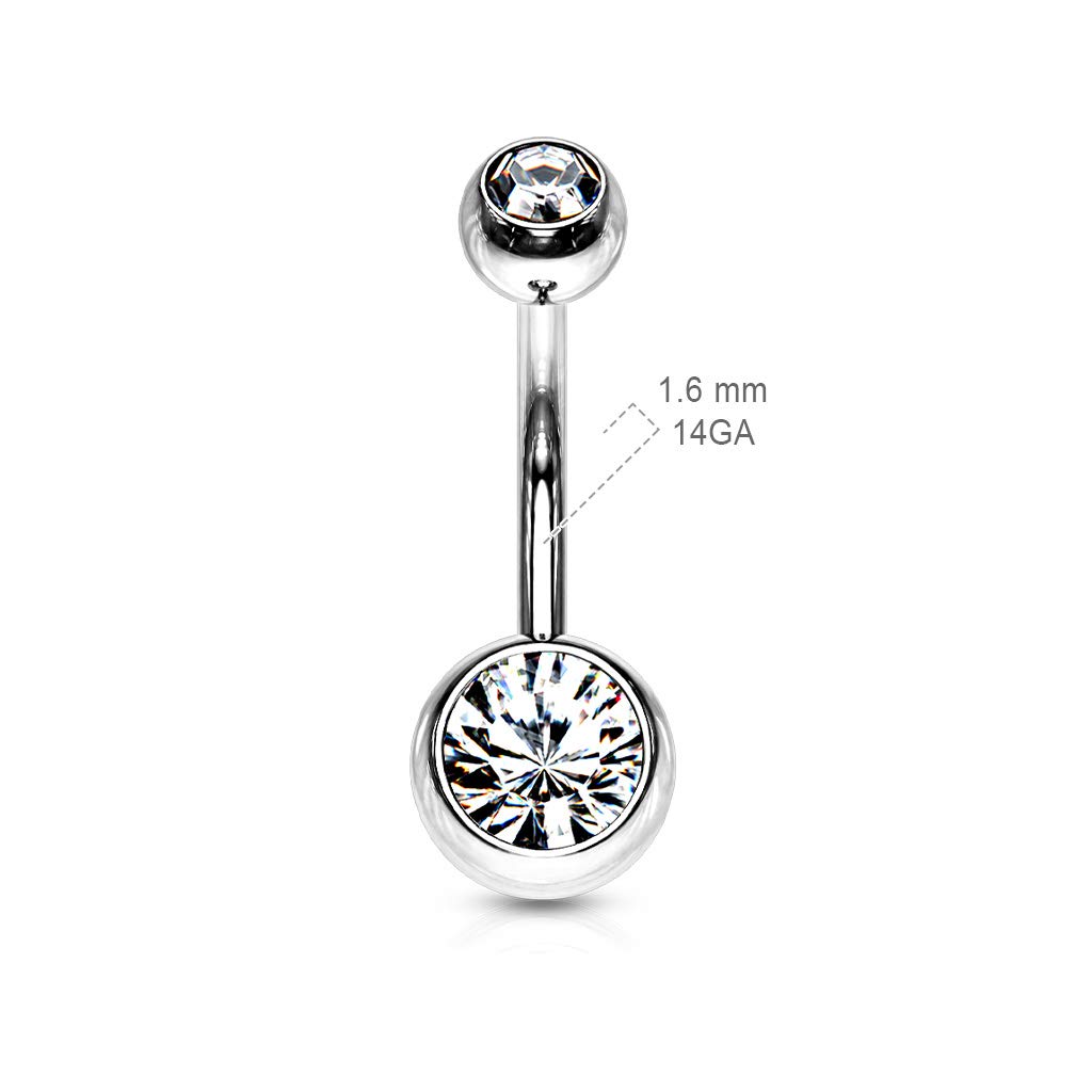 Belly Bar with Clear CZ Gem Balls - Image 3