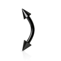 Titanium Black Curved Barbell with Spikes