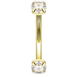 Curved Barbell with 3mm Clear CZ Balls