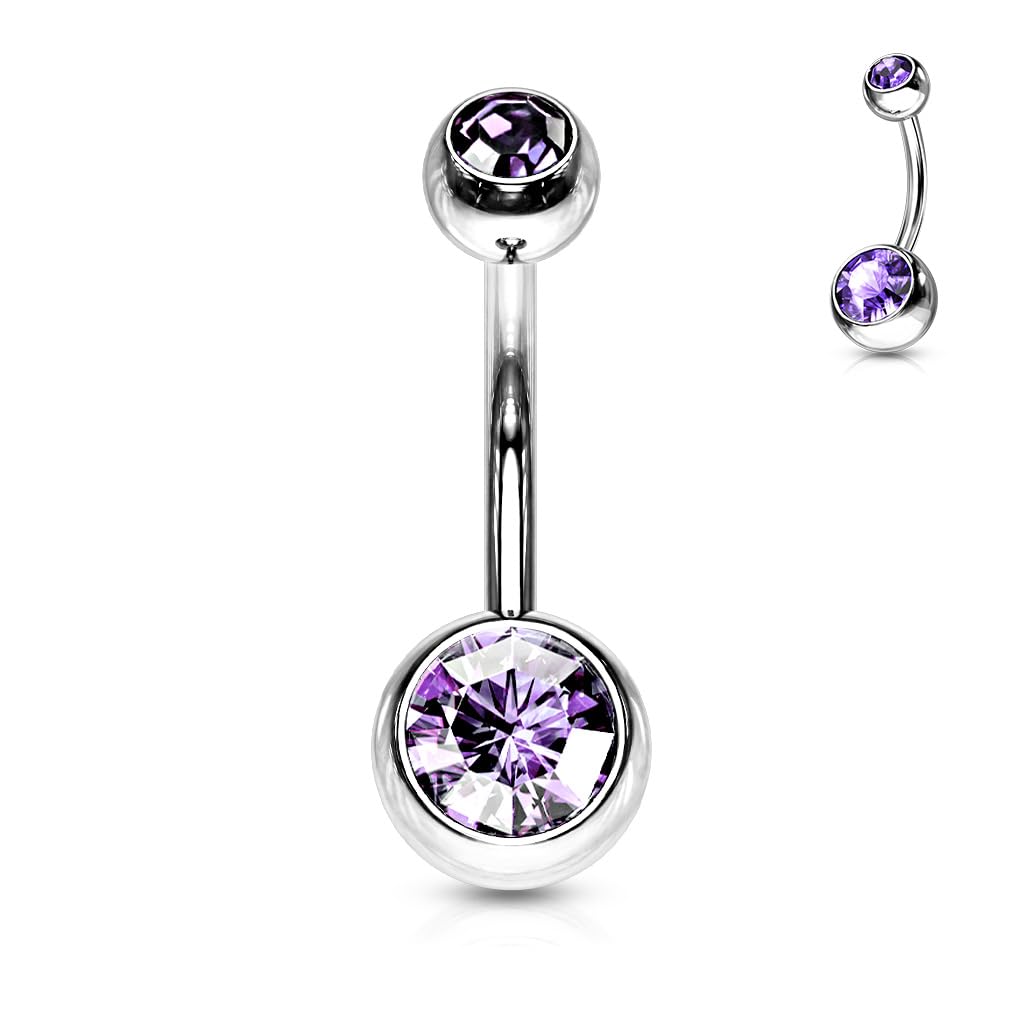 11mm Belly Bar with CZ Balls - Image 17