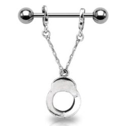 Nipple Bar with Dangling Handcuffs