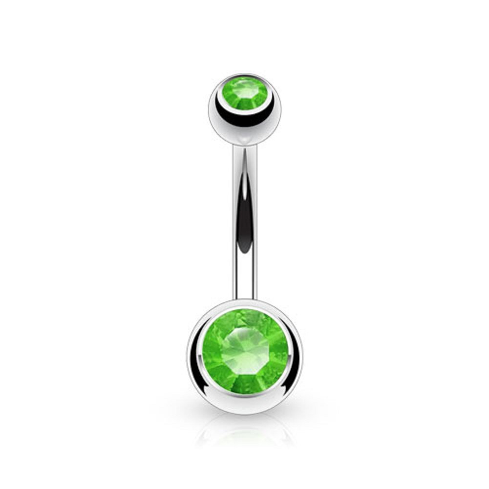 Titanium Belly Bar with CZ Gem Balls - Image 9
