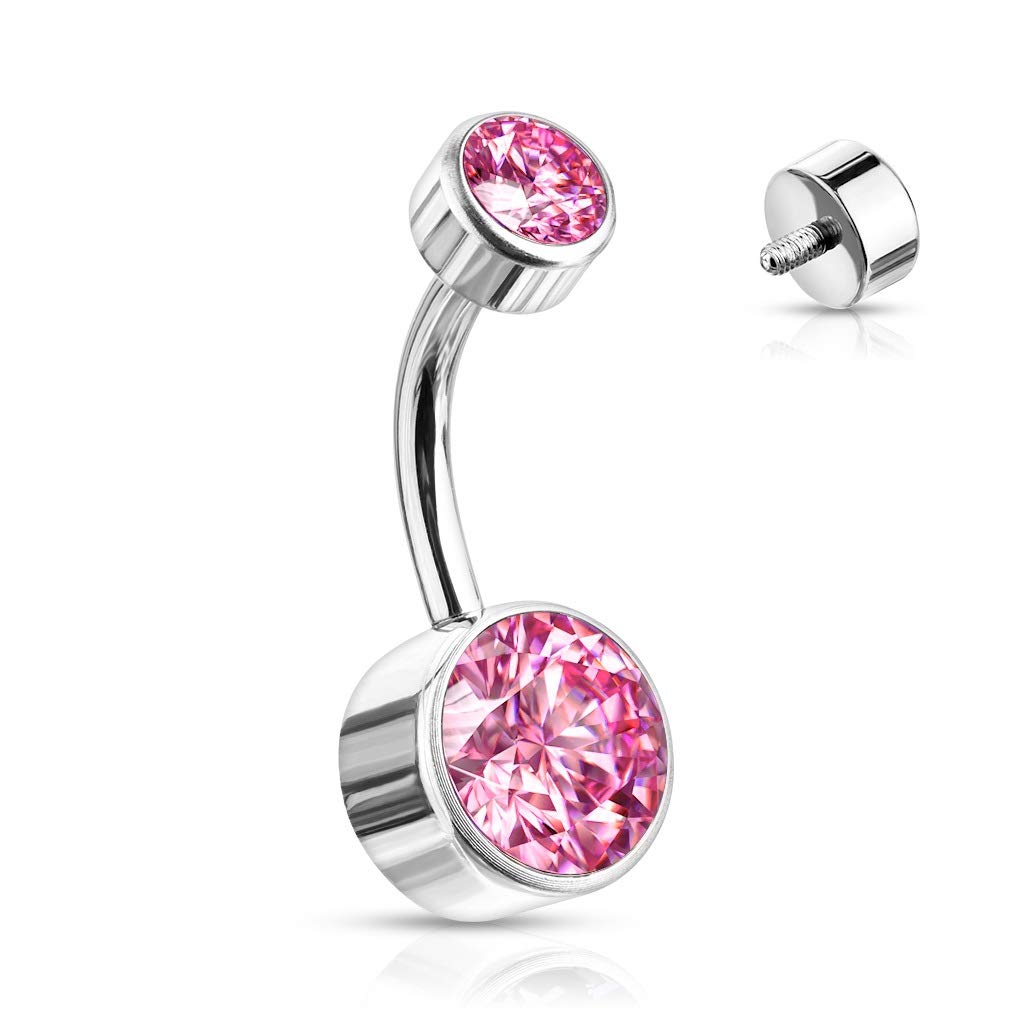 Titanium Belly Bar with a Round Crystal - Image 4