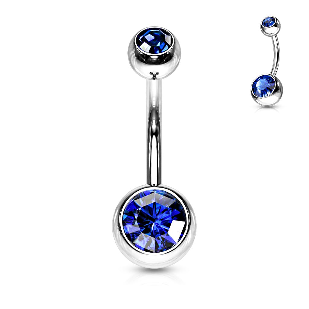 8mm Belly Bar with CZ Balls - Image 16