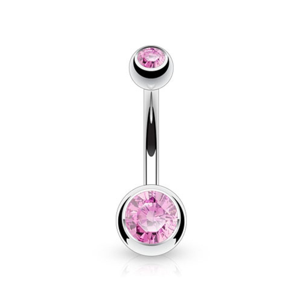 Titanium Belly Bar with CZ Gem Balls - Image 6