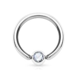 Cut Ring with 3mm Fixed Clear CZ Gem Ball
