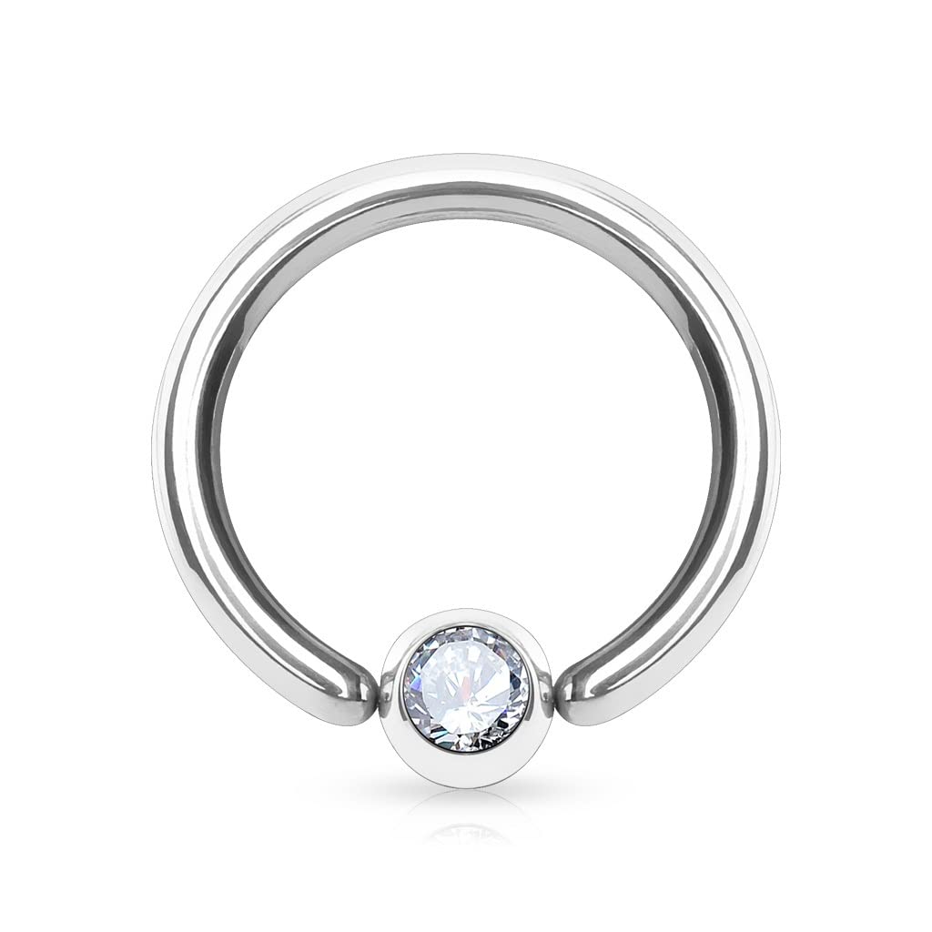 Cut Ring with 3mm Fixed Clear CZ Gem Ball
