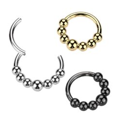 Titanium Hinged Ring with 7 Beaded Balls