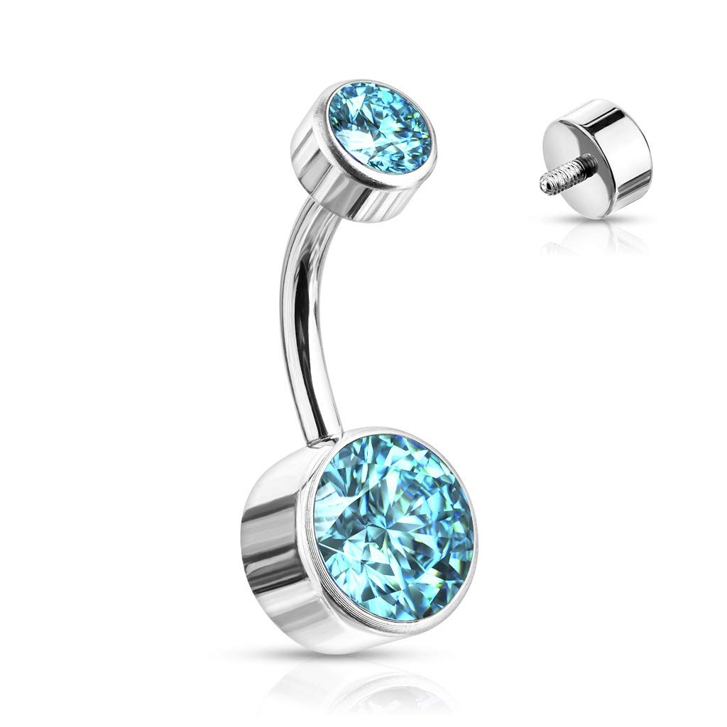 Titanium Belly Bar with a Round Crystal - Image 5