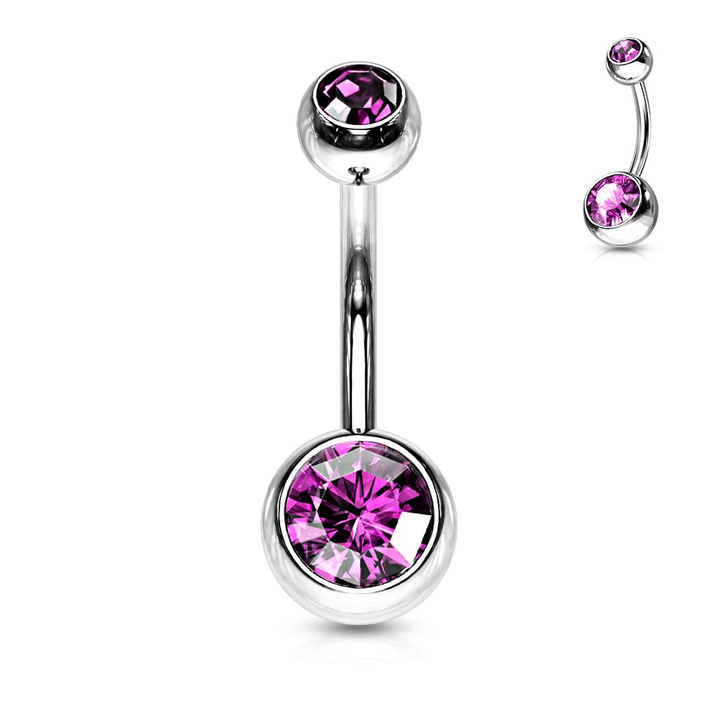11mm Belly Bar with CZ Balls - Image 3