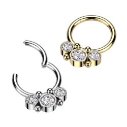 Hinged 8mm Ring with 3 Bezel Set Forward Facing CZ Gems