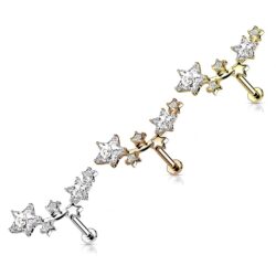 Journey Curve Labret with Multi Star Clear CZ Vine Top