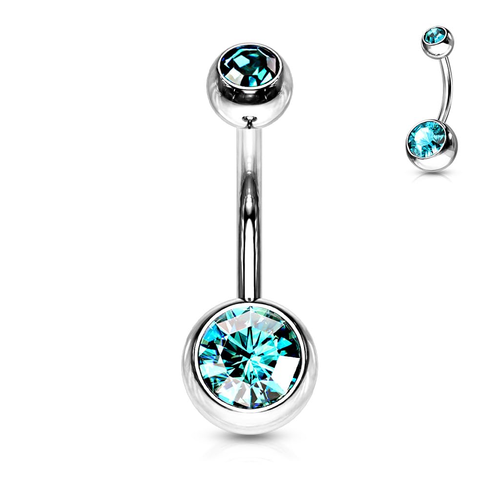 11mm Belly Bar with CZ Balls - Image 2