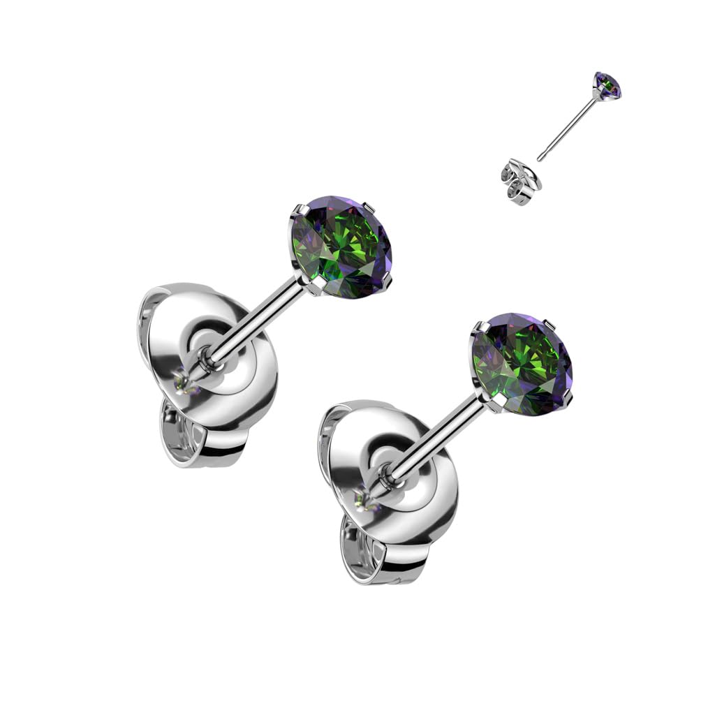 Titanium Earrings with a CZ Gem - Image 2