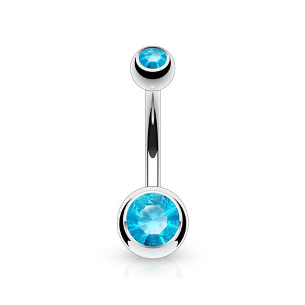 Titanium Belly Bar with CZ Gem Balls - Image 7