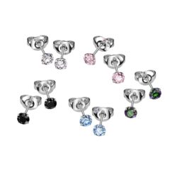 Titanium Earrings with a CZ Gem