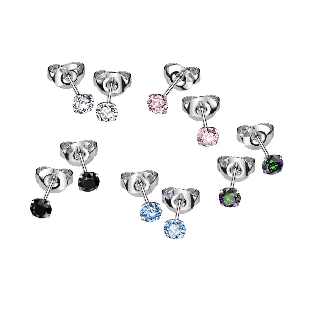 Titanium Earrings with a CZ Gem