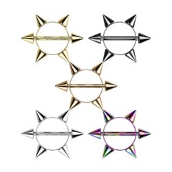 Nipple Bar with 6 Spikes