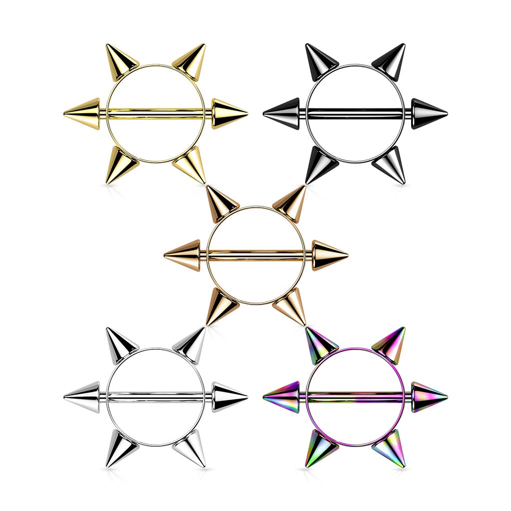 Nipple Bar with 6 Spikes