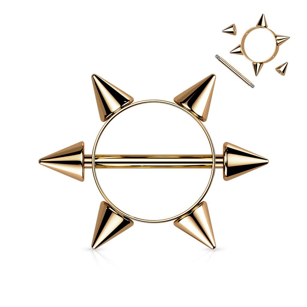 Nipple Bar with 6 Spikes - Image 4