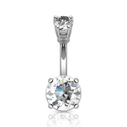 Belly Bar with a Large Clear CZ Gem