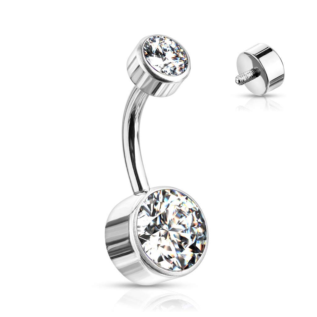 Titanium Belly Bar with a Round Crystal - Image 3