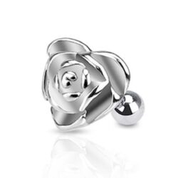Cartilage Barbell with Heart Rose