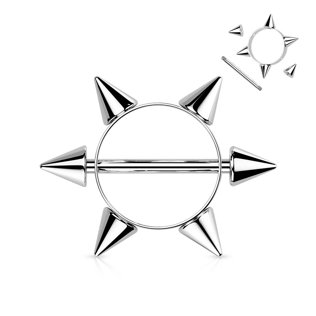Nipple Bar with 6 Spikes - Image 2