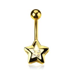 14kt Gold Belly Bar with a Star