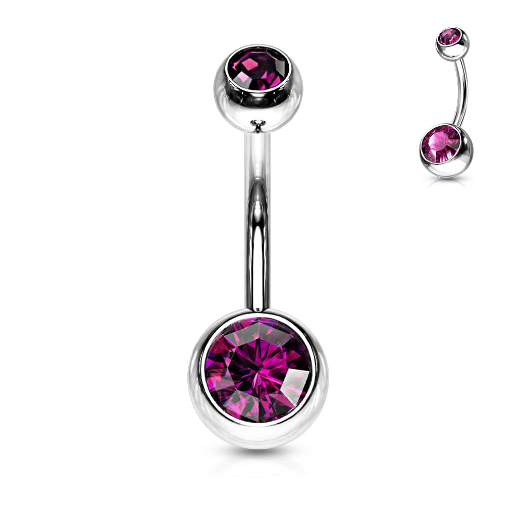 8mm Belly Bar with CZ Balls - Image 14