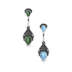 Belly Bar with Vintage Filigree and Acrylic Stone