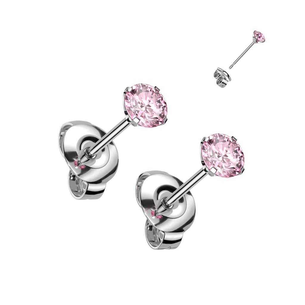 Titanium Earrings with a CZ Gem - Image 6