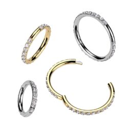 Titanium Hinged Ring with Outward Facing CZ Gems
