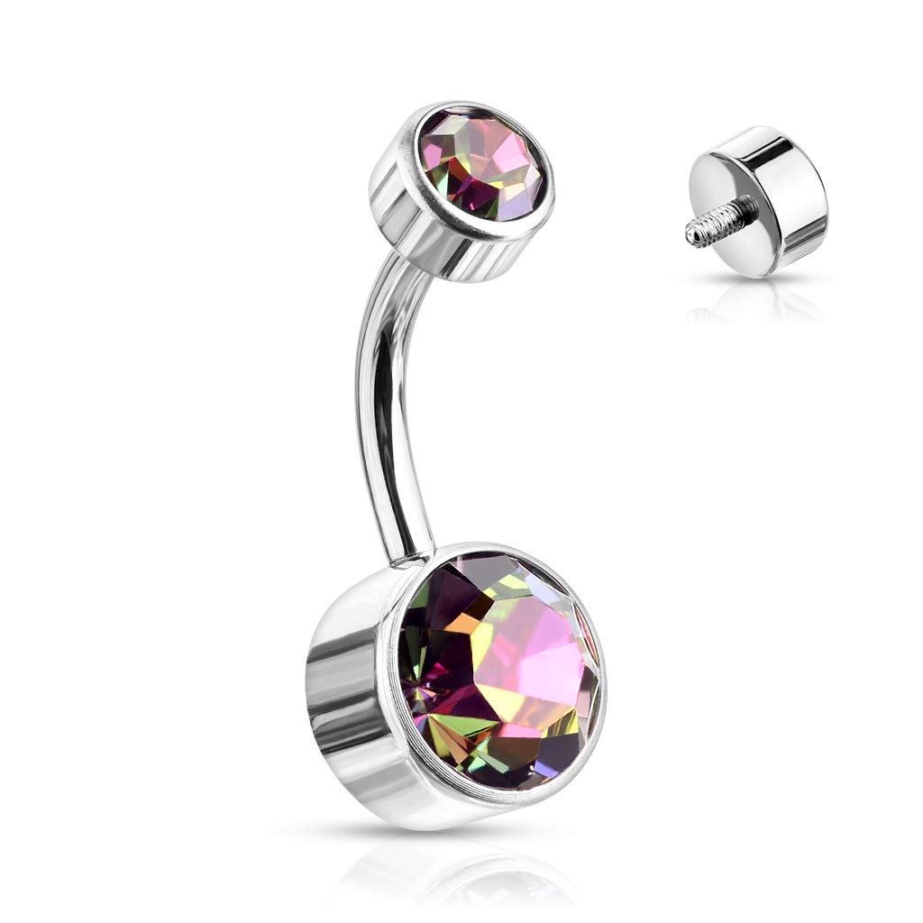 Titanium Belly Bar with a Round Crystal - Image 6