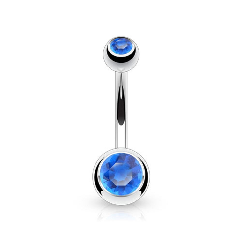 Titanium Belly Bar with CZ Gem Balls - Image 3