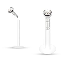 1.2mm Bio-Flex Labret with Threadless Clear Gem Top