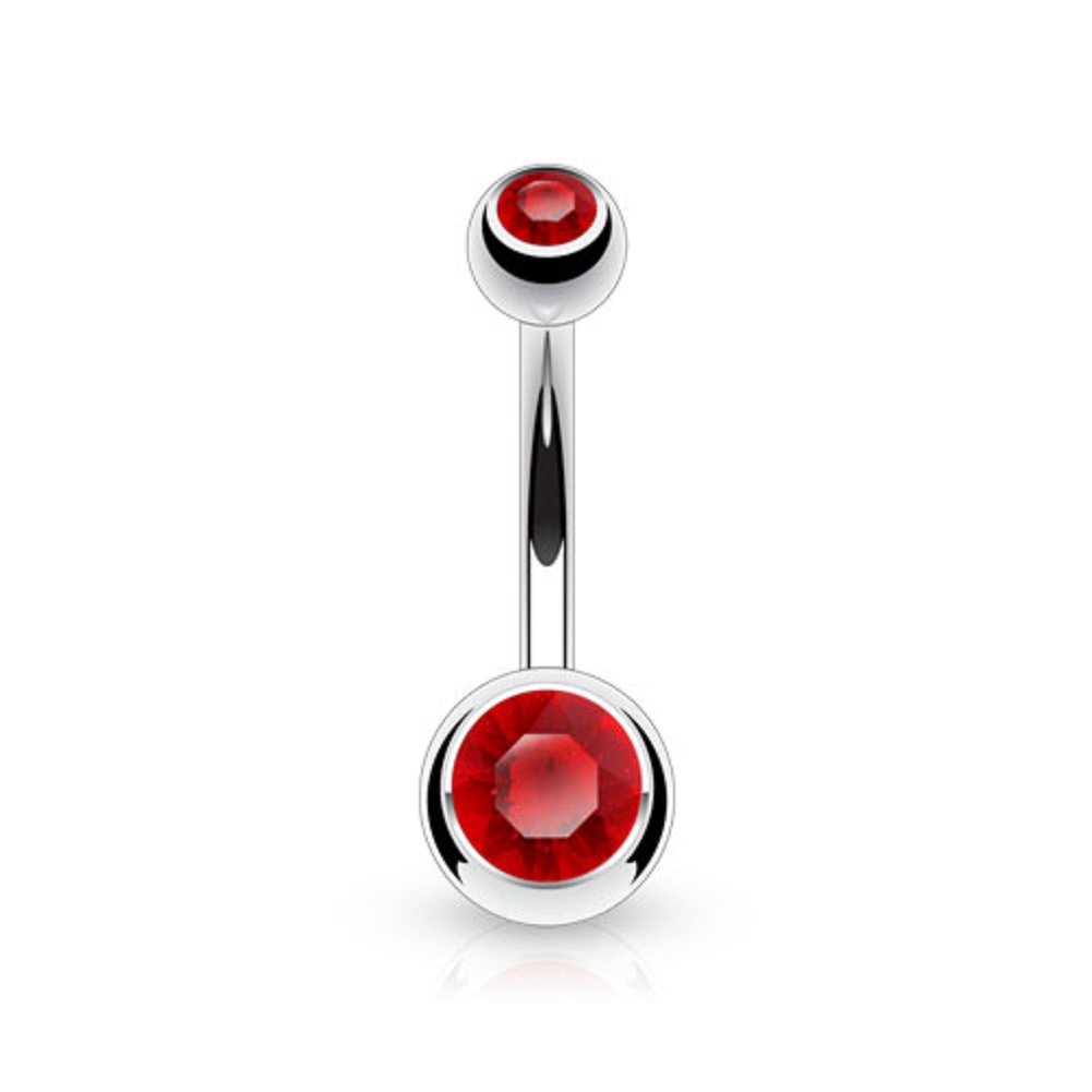 Titanium Belly Bar with CZ Gem Balls - Image 8
