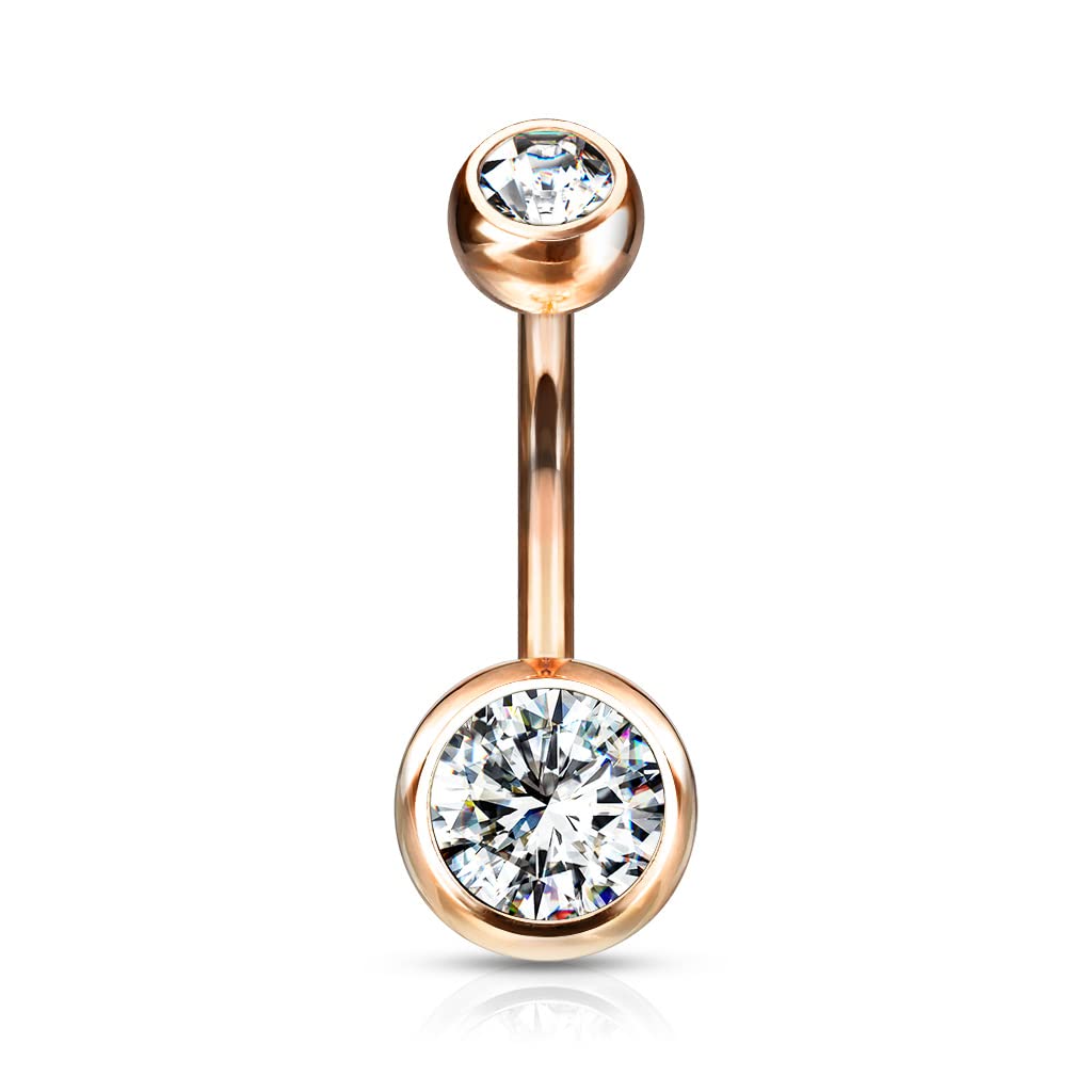 Titanium Belly Bar with CZ Gem Balls - Image 10