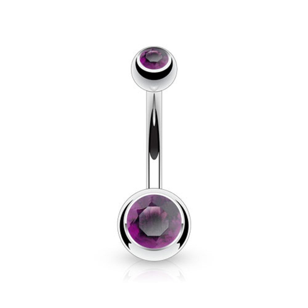 Titanium Belly Bar with CZ Gem Balls - Image 2