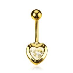 14kt Gold Heart Belly Bar