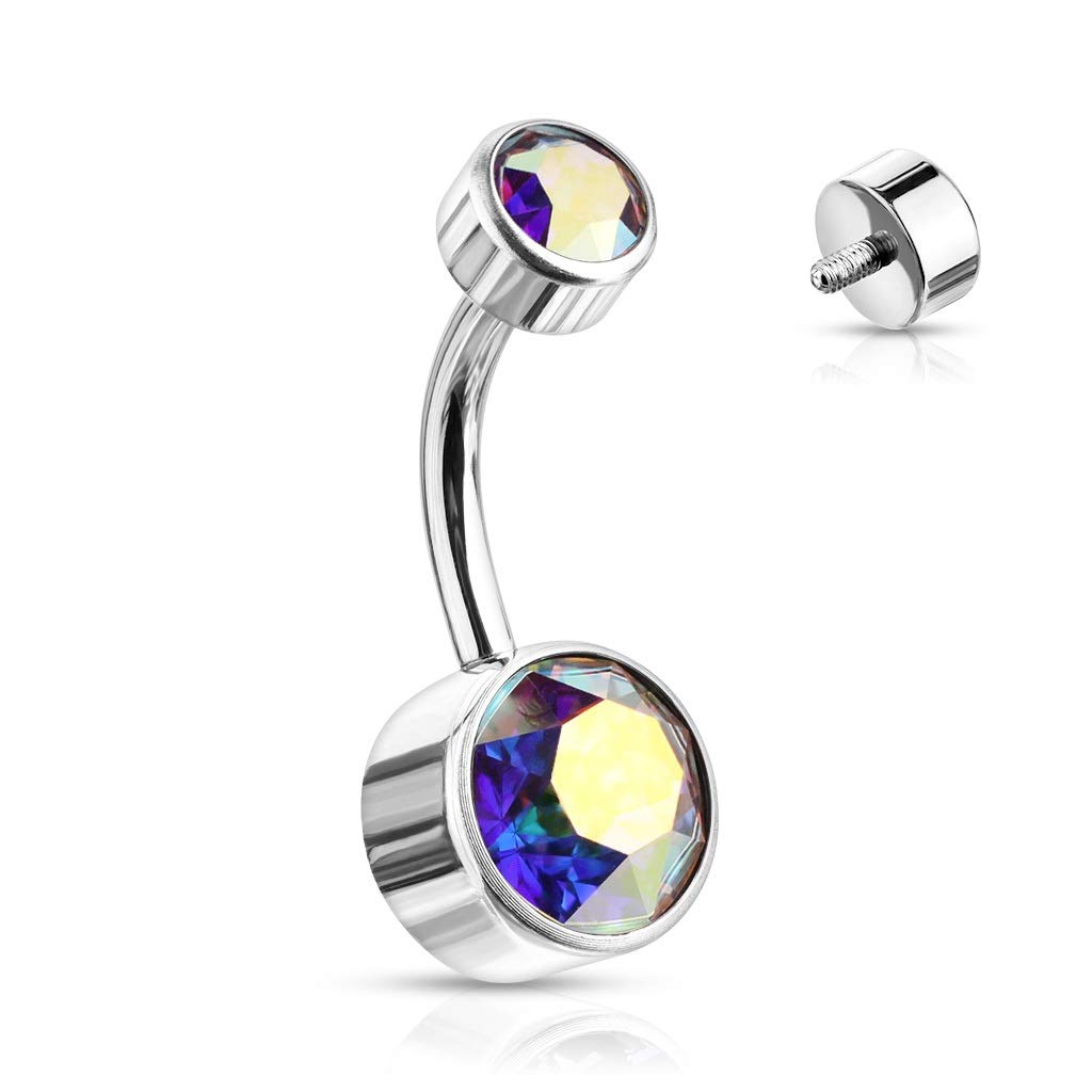 Titanium Belly Bar with a Round Crystal - Image 2