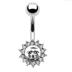 CZ Gem Sun Belly Bar