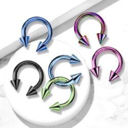 Titanium Horseshoe Barbell with Spikes - Sold as a Pack of 2 Horseshoes