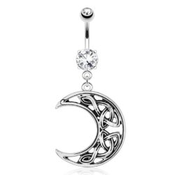 Belly Bar with a Crescent Moon Dangle