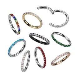 Titanium Hinged Ring with Outward Facing CZ Gems