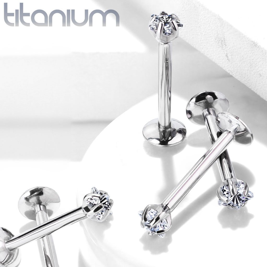 Titanium Labret with Clear CZ Star - Image 5