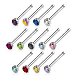 1mm Nose Stud with a CZ Gem