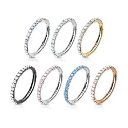 Hinged Nose Ring with CZ Gems