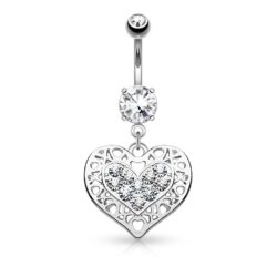 Belly Bar with a Heart Dangle
