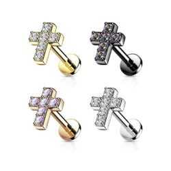 Labret with a CZ Cross